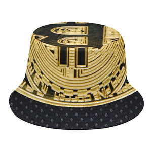 Gold Bitcoin Symbol Print Bucket Hat