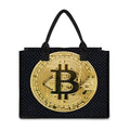 Gold Bitcoin Symbol Print Canvas Tote Bag