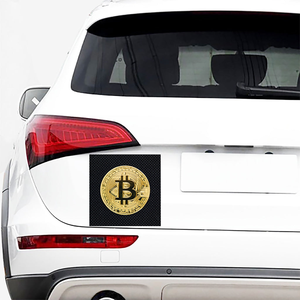 Gold Bitcoin Symbol Print Car Sticker