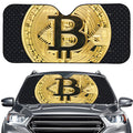 Gold Bitcoin Symbol Print Car Windshield Sun Shade