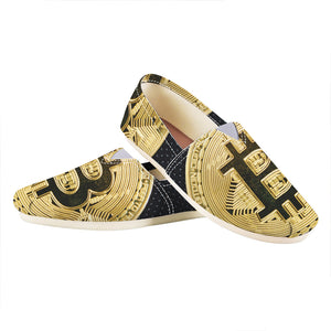 Gold Bitcoin Symbol Print Casual Shoes