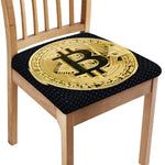 Gold Bitcoin Symbol Print Chair Cushion Cover
