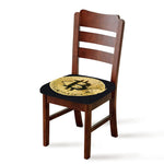 Gold Bitcoin Symbol Print Chair Cushion Cover