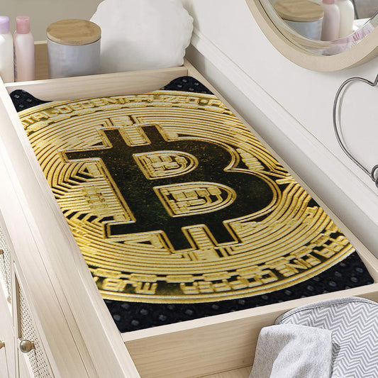 Gold Bitcoin Symbol Print Changing Pad Cover