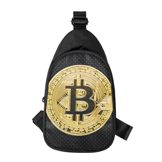 Gold Bitcoin Symbol Print Chest Bag