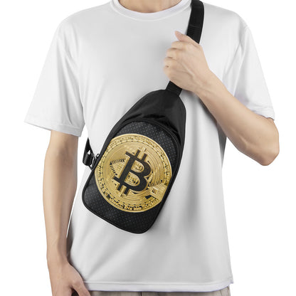 Gold Bitcoin Symbol Print Chest Bag