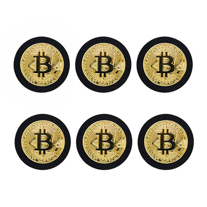 Gold Bitcoin Symbol Print Coaster Set