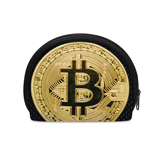 Gold Bitcoin Symbol Print Coin Purse