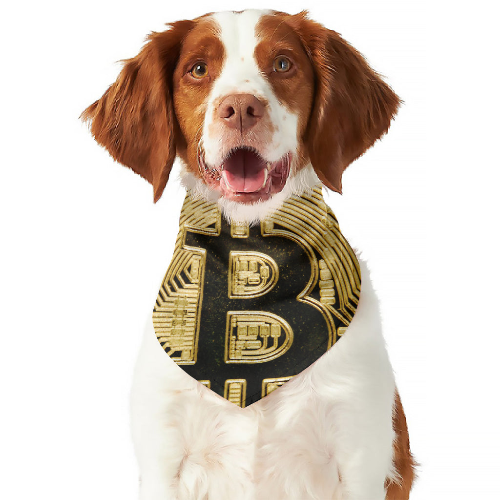 Gold Bitcoin Symbol Print Dog Bandana