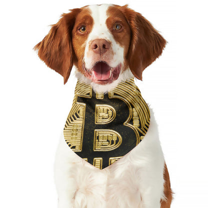 Gold Bitcoin Symbol Print Dog Bandana