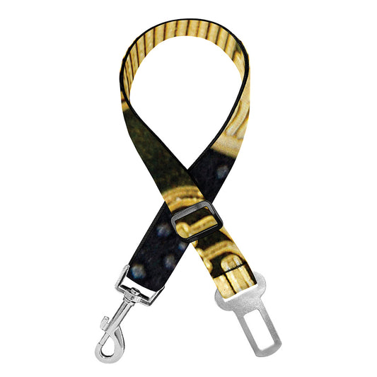 Gold Bitcoin Symbol Print Dog Seat Belt