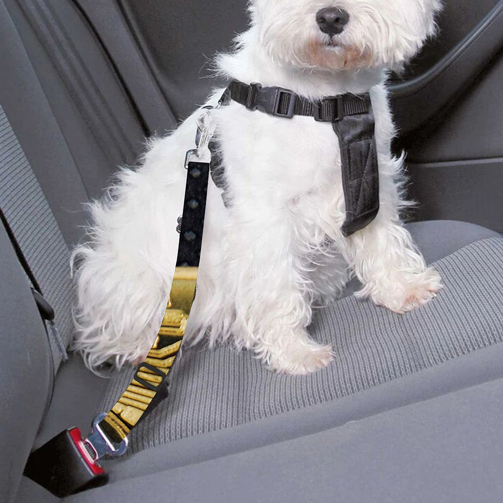 Gold Bitcoin Symbol Print Dog Seat Belt