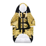 Gold Bitcoin Symbol Print Dog Zip Up Hoodie