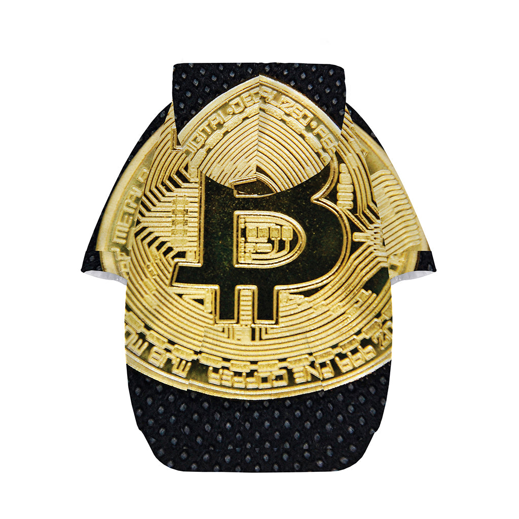 Gold Bitcoin Symbol Print Dog Zip Up Hoodie
