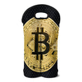 Gold Bitcoin Symbol Print Double Neoprene Wine Tote