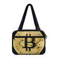 Gold Bitcoin Symbol Print Double Strap Bible Bag