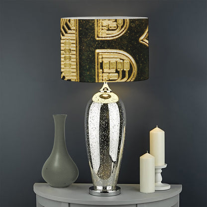Gold Bitcoin Symbol Print Drum Lamp Shade