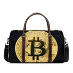 Gold Bitcoin Symbol Print Duffle Bag