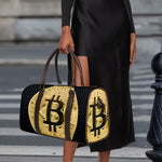 Gold Bitcoin Symbol Print Duffle Bag
