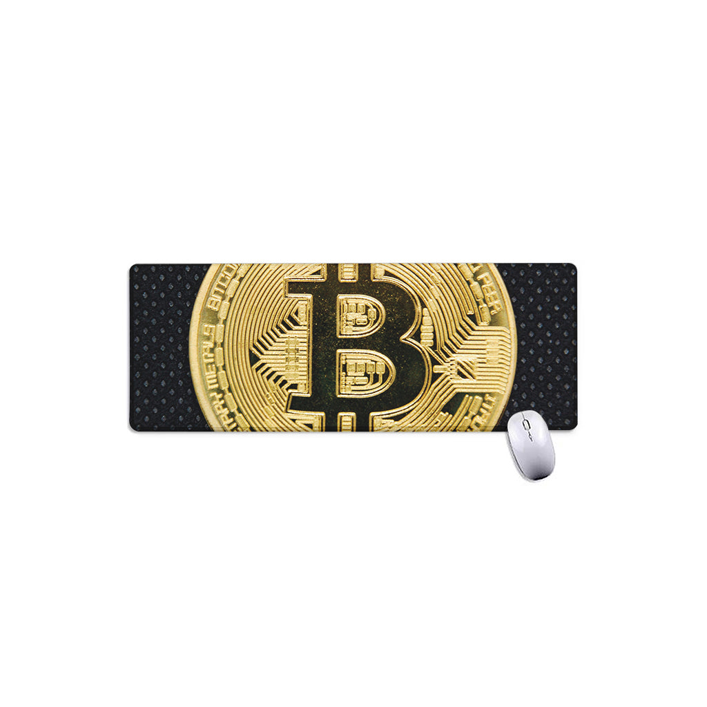 Gold Bitcoin Symbol Print Extended Mouse Pad