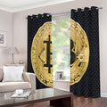 Gold Bitcoin Symbol Print Extra Wide Grommet Curtains