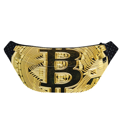 Gold Bitcoin Symbol Print Fanny Pack
