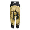 Gold Bitcoin Symbol Print Fleece Lined Knit Pants