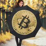 Gold Bitcoin Symbol Print Foldable Umbrella