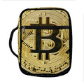 Gold Bitcoin Symbol Print Front Pocket Bible Bag