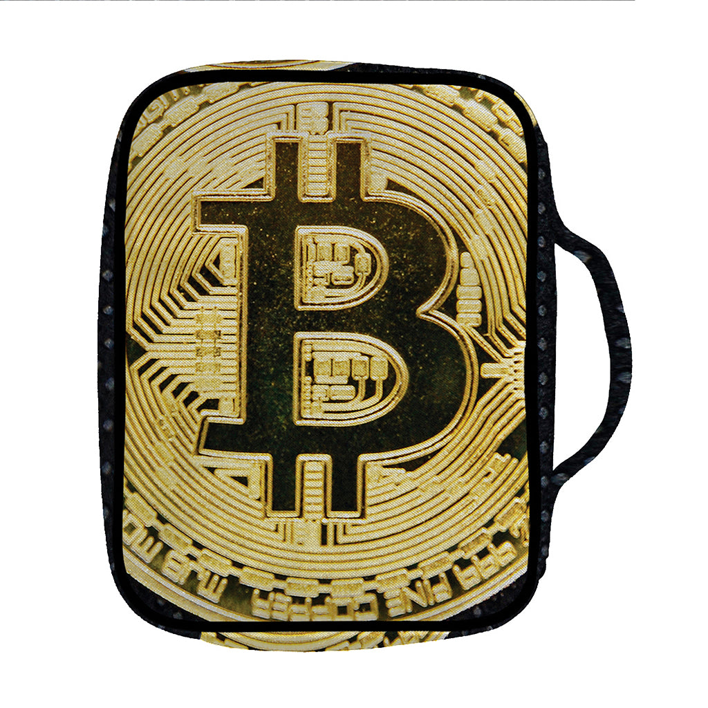 Gold Bitcoin Symbol Print Front Pocket Bible Bag