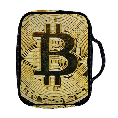 Gold Bitcoin Symbol Print Front Pocket Bible Bag