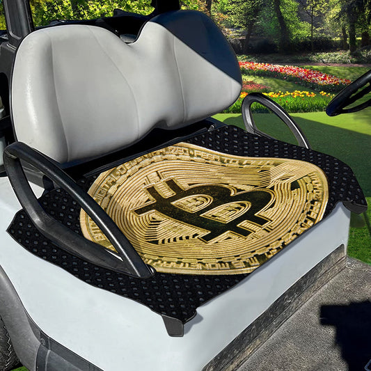 Gold Bitcoin Symbol Print Golf Cart Seat Cover