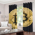 Gold Bitcoin Symbol Print Grommet Curtains