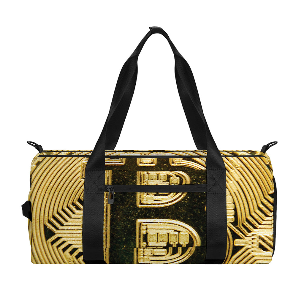 Gold Bitcoin Symbol Print Gym Bag