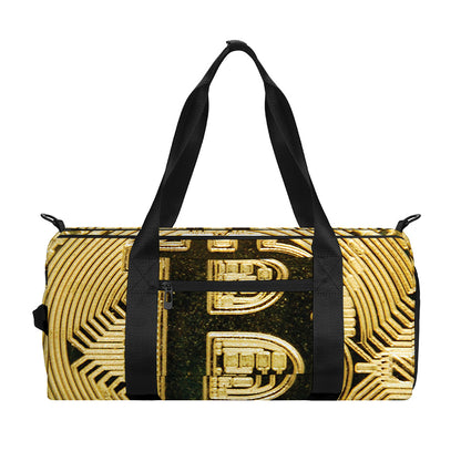 Gold Bitcoin Symbol Print Gym Bag