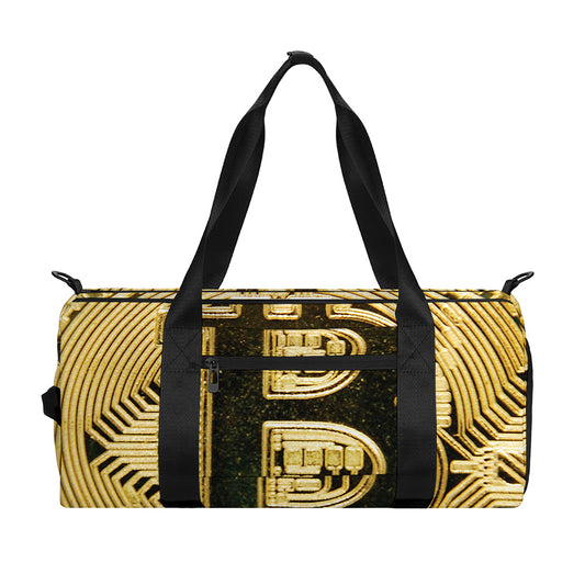 Gold Bitcoin Symbol Print Gym Bag