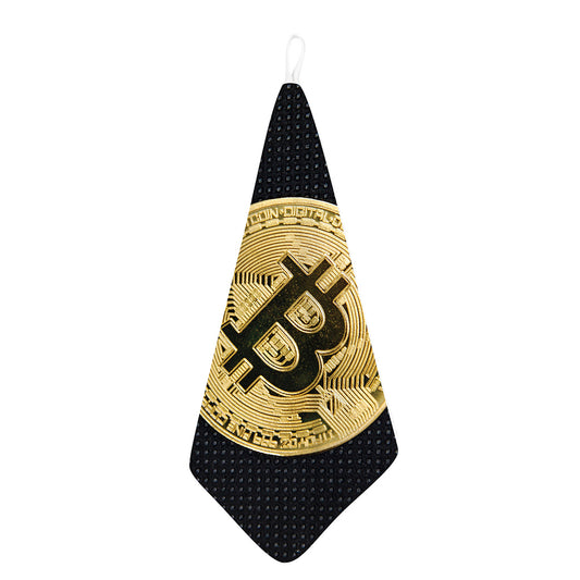 Gold Bitcoin Symbol Print Hand Towel