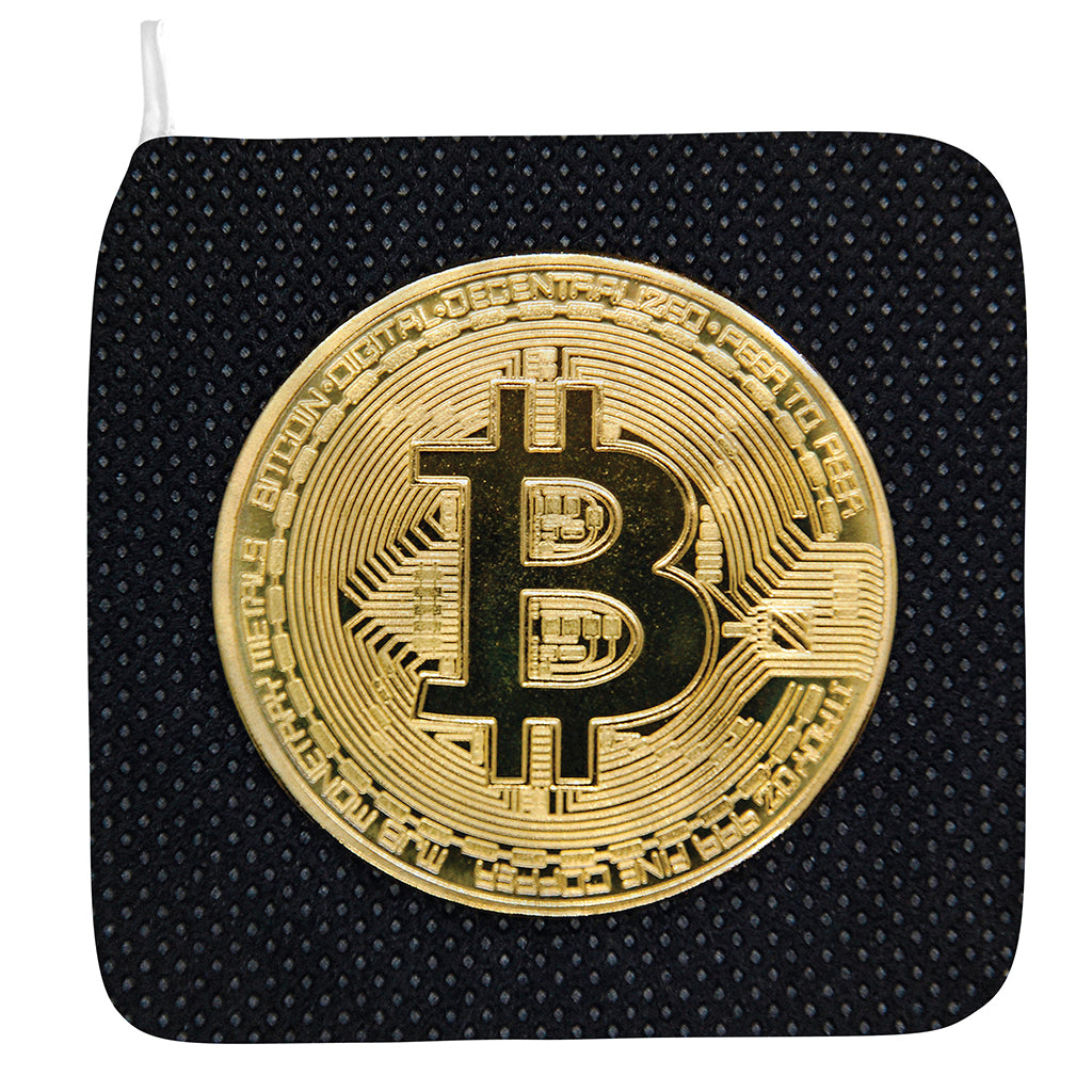 Gold Bitcoin Symbol Print Hand Towel
