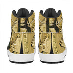 Gold Bitcoin Symbol Print High Top Leather Sneakers