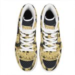 Gold Bitcoin Symbol Print High Top Leather Sneakers