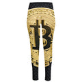 Gold Bitcoin Symbol Print High-Waisted Pocket Leggings