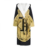 Gold Bitcoin Symbol Print Hooded Bathrobe