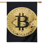 Gold Bitcoin Symbol Print House Flag