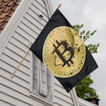 Gold Bitcoin Symbol Print House Flag