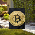 Gold Bitcoin Symbol Print House Flag