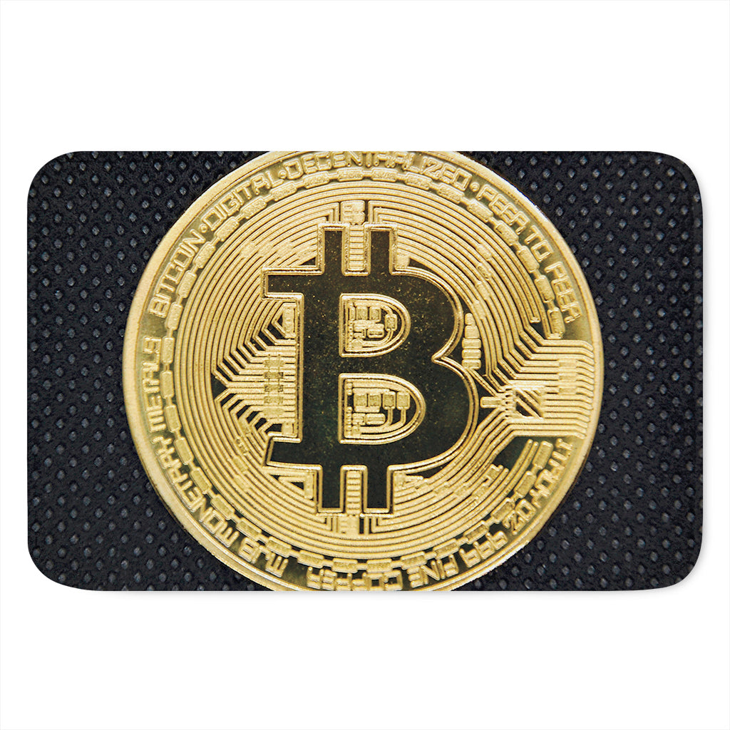 Gold Bitcoin Symbol Print Indoor Door Mat