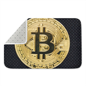 Gold Bitcoin Symbol Print Indoor Door Mat