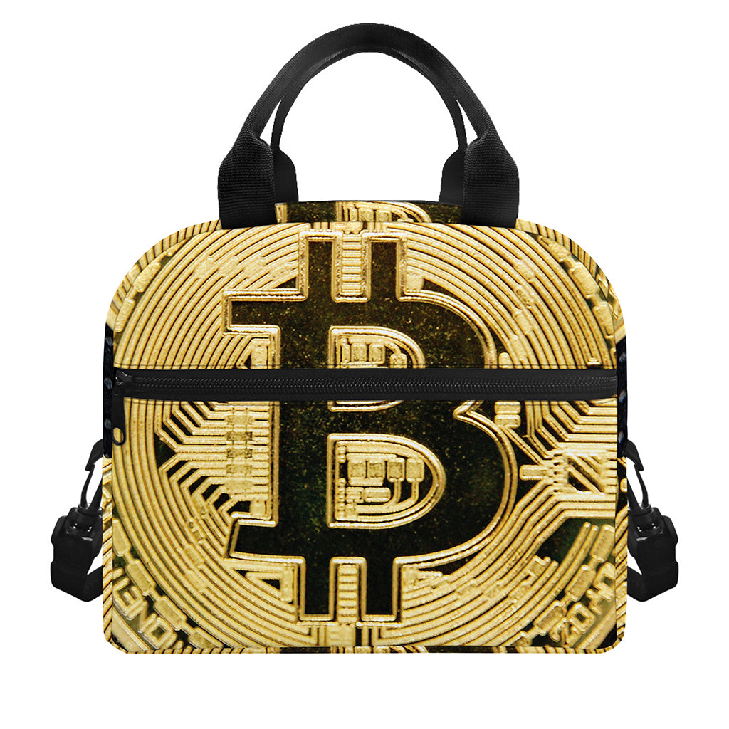Gold Bitcoin Symbol Print Insulated Lunch Bag
