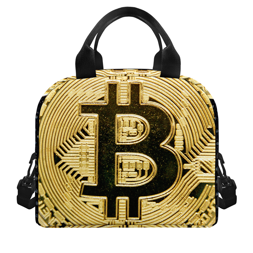Gold Bitcoin Symbol Print Insulated Lunch Bag