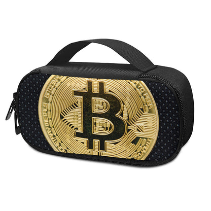 Gold Bitcoin Symbol Print Insulin Cooler Travel Case